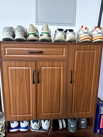 Compact Wooden Shoe Cabinet with Multiple Compartments — Good Condition
