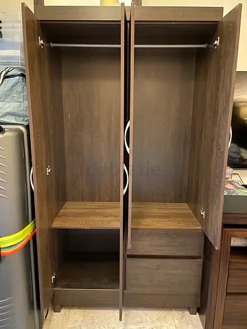 Wooden Wardrobe / Armoire - Dark Brown, Excellent Condition