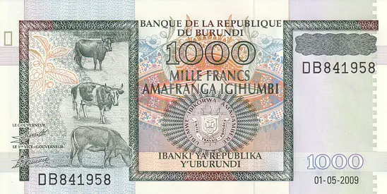 BURUNDI 1000 FRANCS BANKNOTE 2009