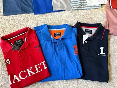Set of 3 Hackett Polo Shirts - Red, Blue, Navy - Size L