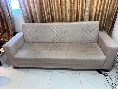 Beige 3-Seater Sofa in Good Condition with Centre table
