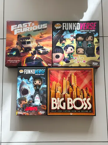 Collection of 4 Funko Pop  Board Game - Fast  Furious, Jaws, Big Boss, Squid Game