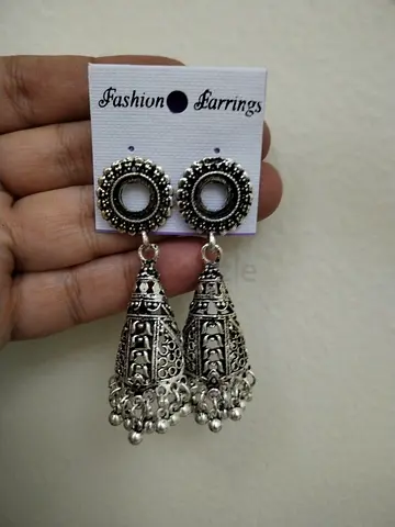 Silver-tone Jhumka/Traditional Dangle Earrings