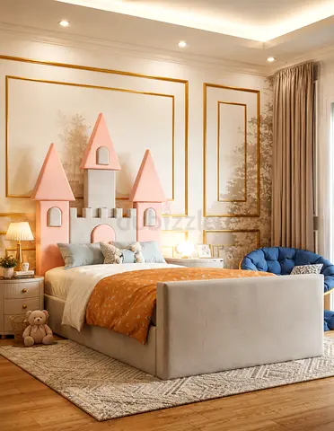 Kids Castle Headboard Bed Frame - Cozy Princess Themed Bed