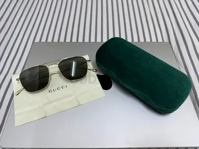 Gucci Gold Navigator (GG 1183S) sunglasses with case and cloth