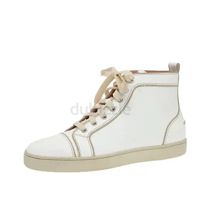 Authentic Christian Louboutin White Leather Louis Sneakers Size 41