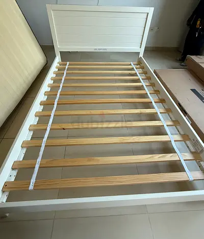 Pottery Barn White Wooden Single Bed Frame with Slats (Good Condition)