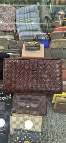 Bottega Veneta Intrecciato Weave Long Wallet in Dark Brown