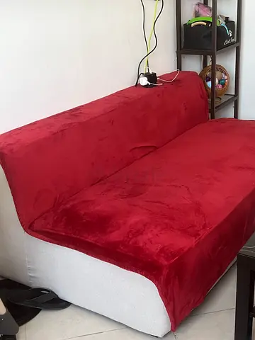 Red 2-Seater Sofa with Removable Cover - Good Condition