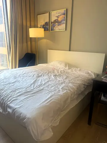 New white double bed headboard and mattress - good condition