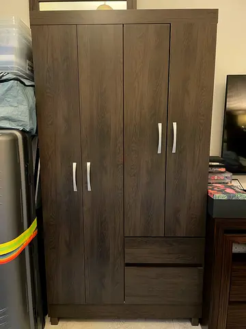 Wooden Wardrobe / Armoire - Dark Brown, Excellent Condition