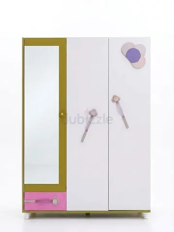 Solid wood childrens 3-Door Wardrobe/closet with full mirror-excellent condition