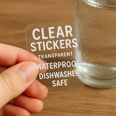 Transparent Waterproof Clear Stickers - Dishwasher Safe Label Pack