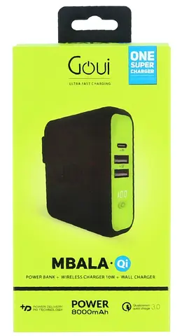 Goui Mbala 8000mAh Power Bank with Wireless Charging (Qi)  Wall Charger