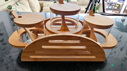 Bamboo Kitchen Storage Set with Jars and Tray