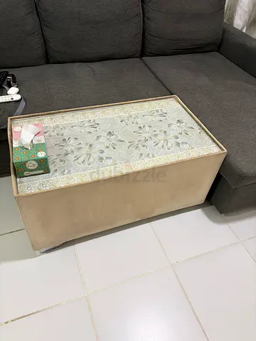 Vintage decorative storage chest / coffee table with floral inlay