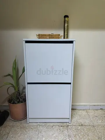 IKEA BISSA - White 2-Drawer Slim Shoe Cabinet