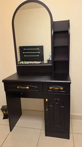 Dark Wood Dressing Table with Mirror