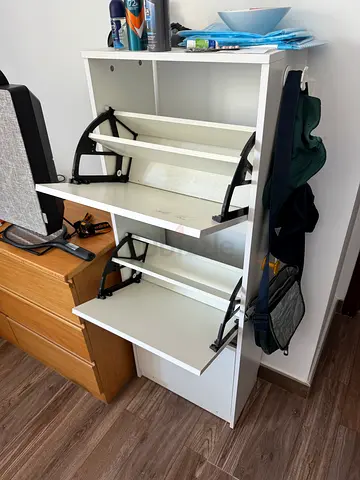 White Two-Compartment Shoe Cabinet