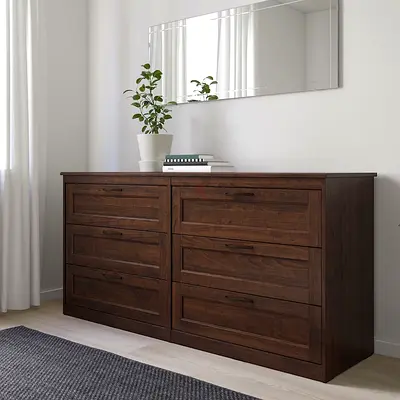 IKEA 6-Drawer Double Dresser / Sideboard - Solid Storage, 161x50x81 cm