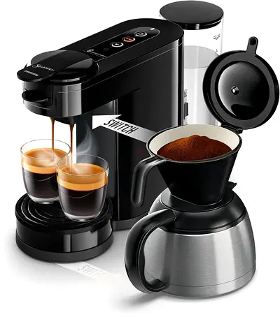 Versuni PHILIPS HD6592/64 Coffee Maker, Black, Silver, 1 L