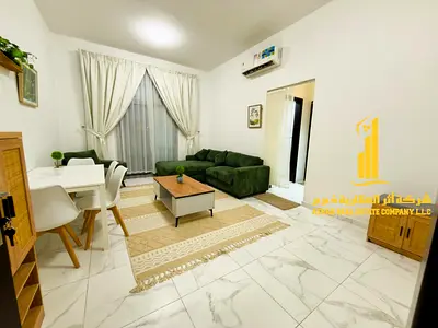 Luxury one-bedroom apartment with a balcony, second occupancy, in Al Muwaihat, Ajman. available for monthly rent.