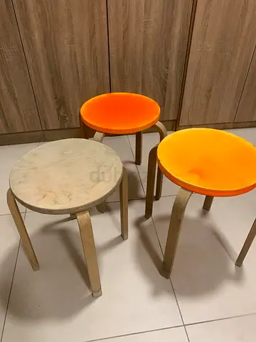 80% Discount 4 IKEA Artek Stools 2 Beige and 2 Orange must go due to leave
