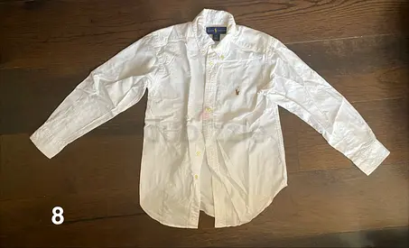 White Ralph Lauren Long Sleeve Shirt - For kids aged 8 (Kids/Youth)