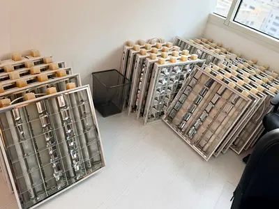 Bulk fluorescent ceiling light panels – used office fixtures (large quantity)