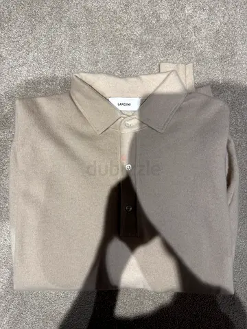 Lardini Italian Luxury Knit Polo – Beige – Long Sleeve – Size XXL