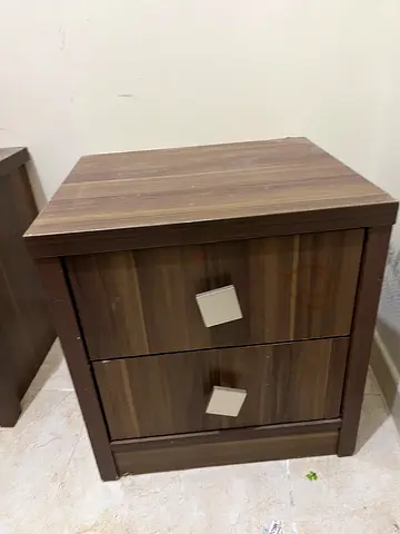 3 piece Dark Wood Nightstand / Bedside Table with Double Doors