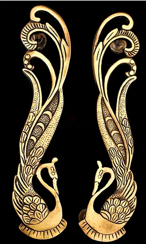 Brand new Majestic Pair of Vintage Brass Peacock Door Handles for sale.