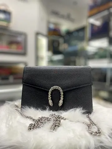 Gucci Black Mini Dionysus Wallet On Chain Crossbody Bag (Authentic/PreOwned)