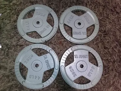 Set of four 20 kg cast iron weight plates (80kg total)