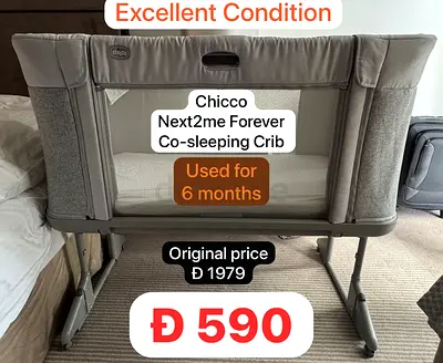 Chicco Next2Me Forever Co-sleeping Crib - Used 6 Months, Excellent Condition