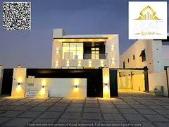 Luxury villa with a modern design, 5000 sq ft, with a garden, behind Ajman Academy. Price includes a