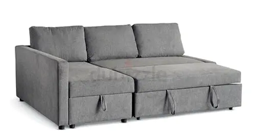 Grey L-shaped Sofa Bed with Storage - Convertible Corner Couch ,Customize toLeft side or Right Side