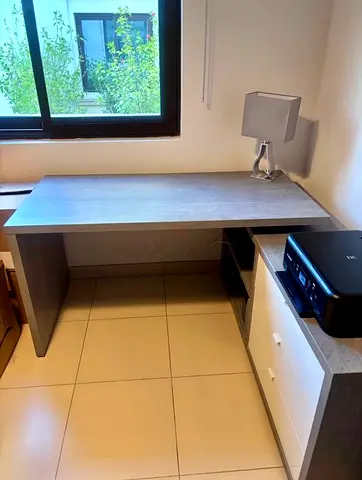 Grey L-shaped Study/Computer Desk with Side Drawers from HomeCentre