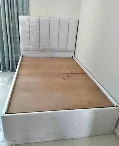 Modern White Bed Frame with Upholstered Headboard
