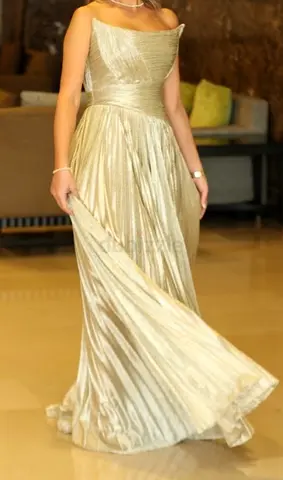 ✨ Original Tarik Ediz Evening Gown for Sale ✨

Authentic metallic pleated couture gown by Turkish de