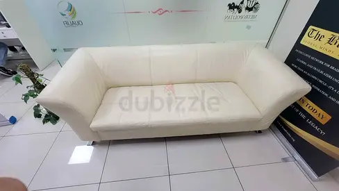Pair of white luxury office chair/sofa with chrome legs - good as new condition