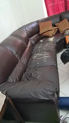 Used brown faux leather 3-seater sofa - it is free