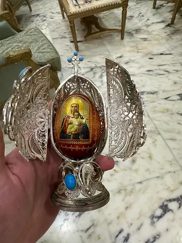 Russian egg pure silver hand made 925