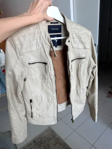 Authentic Ferrari Off-White Leather Jacket