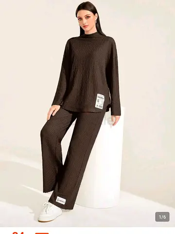 Brown textured two-piece lounge set — size XL - Cord Set - Shein