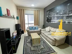 Luxury one-bedroom apartment with a living room and balcony in Ajman, Al Rawda. Fully furnished, ava