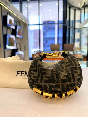 Fendi Fabric Jacquard FF 1974 Nano Fendigraphy Hobo Bag (Authentic/PreOwned)