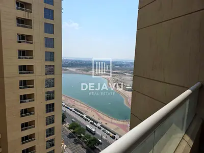شقة استوديو | برج ليكسايد B | إطلالة على البحيرة والمسبح | تأثيث جزئي