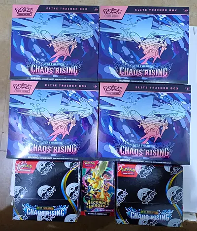 Lot of Pokémon TCG Elite Trainer Boxes - Chaos Rising (x4) + Boosters