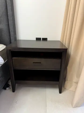 Dark Wood Bedside Table / Nightstand - Good Condition